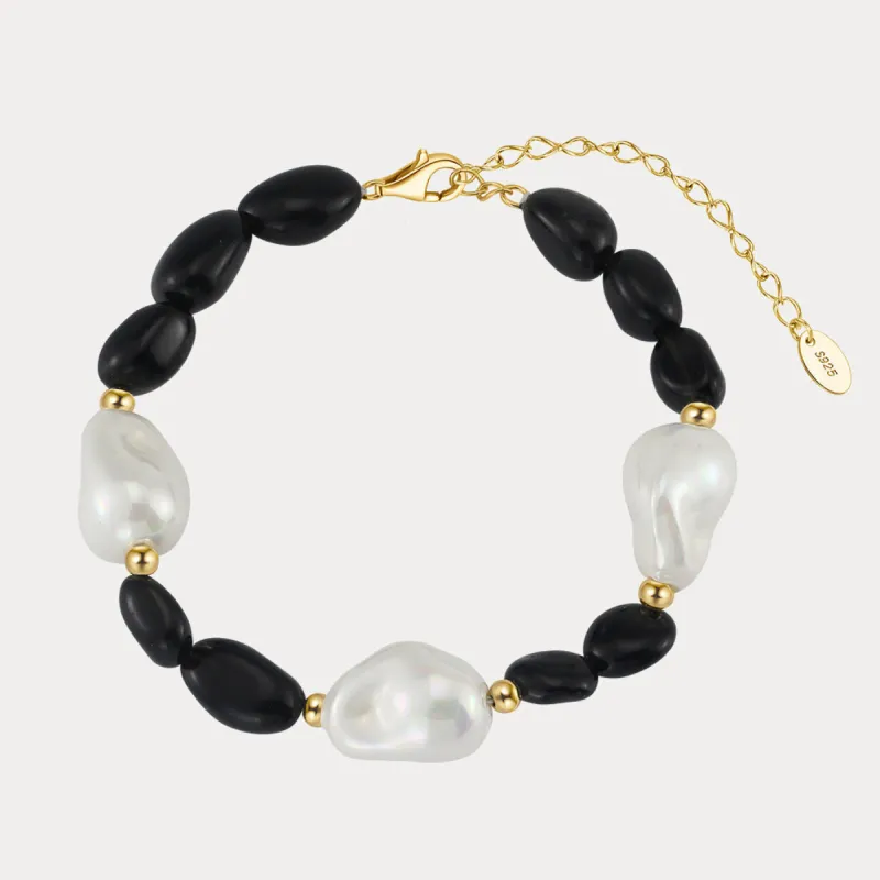 Baroque Pearl Obsidian Bracelet sold by Selenichast