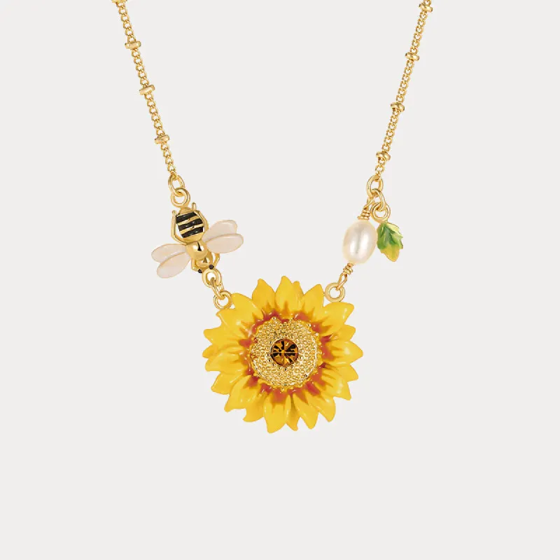 Sunflower & Bee Necklace sold by Selenichast