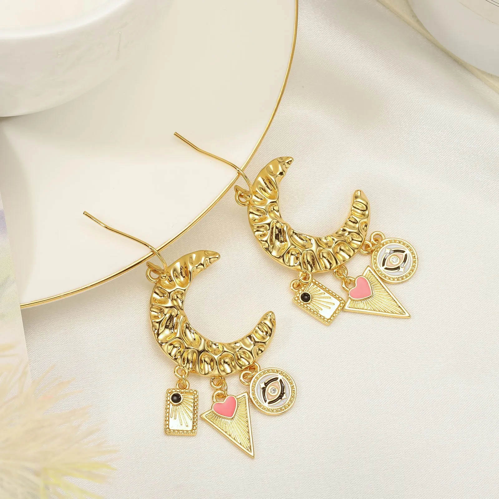 Evil Eye Crescent Earrings sold by Selenichast product image thumbnail 5