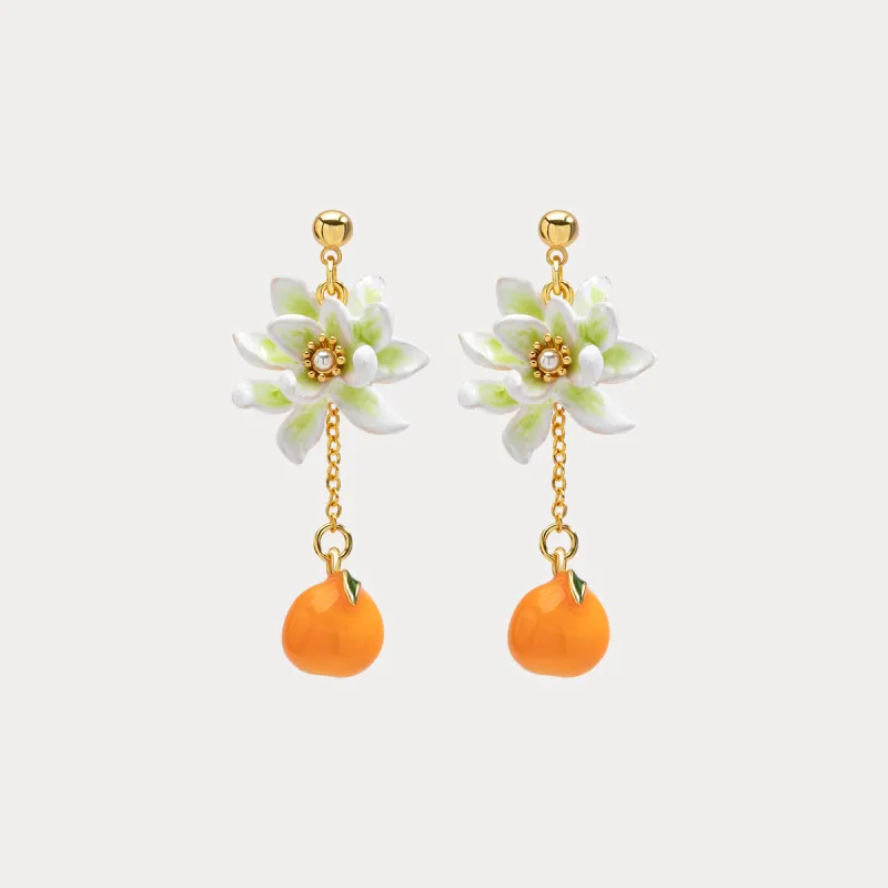 Orange Flower Stud Earrings sold by Selenichast