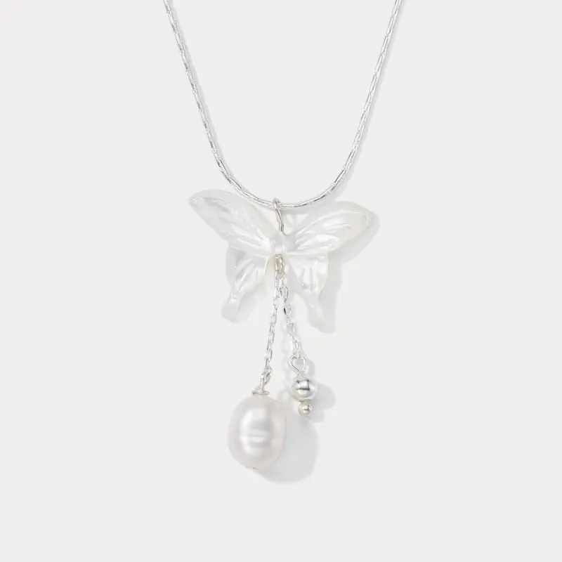 Butterfly Pearl Tassel Necklace sold by Selenichast