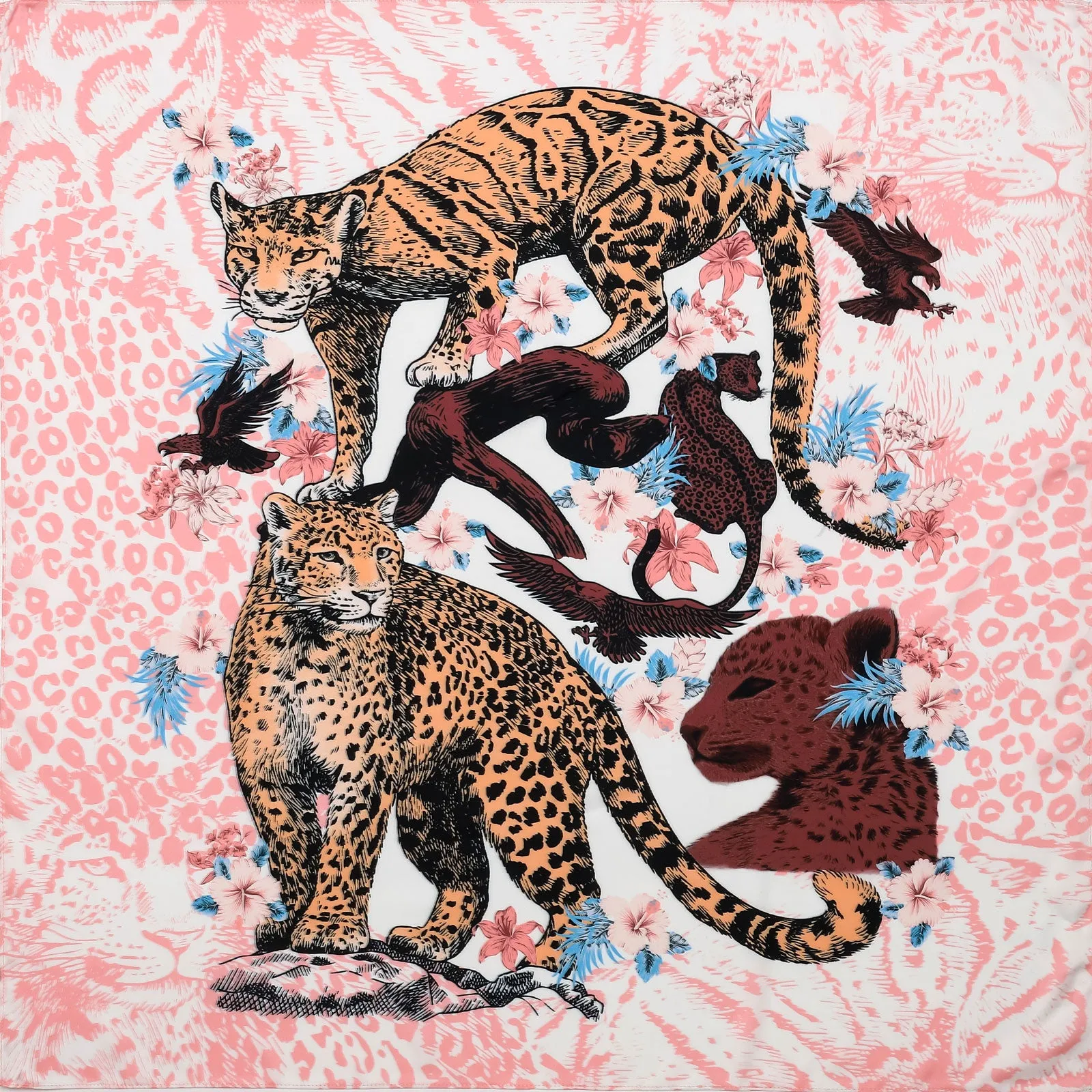 Leopard Print Silk Square Scarf sold by Selenichast