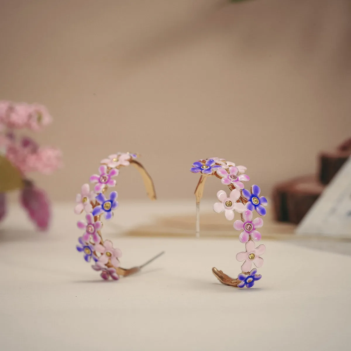 Forget-Me-Not Flowers Cuff Earrings sold by Selenichast product image thumbnail 4