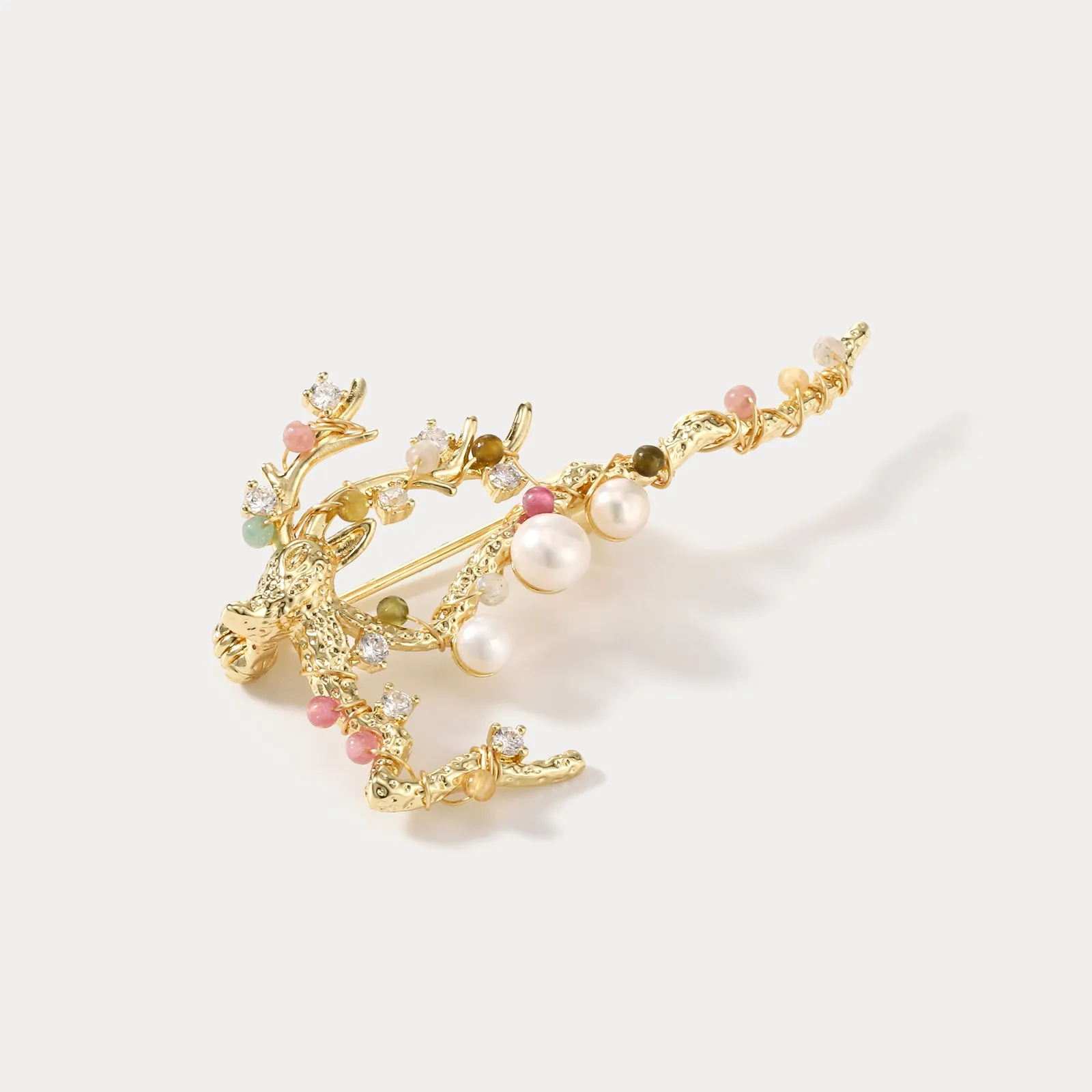 Reindeer Pearl Brooch sold by Selenichast product image thumbnail 2