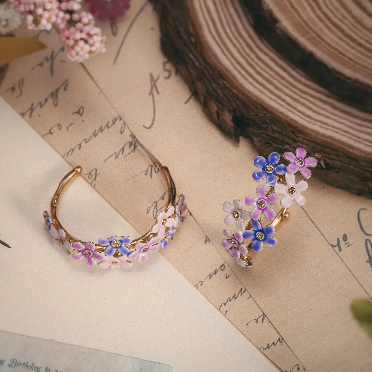 Forget-Me-Not Flowers Cuff Earrings sold by Selenichast product image thumbnail 3