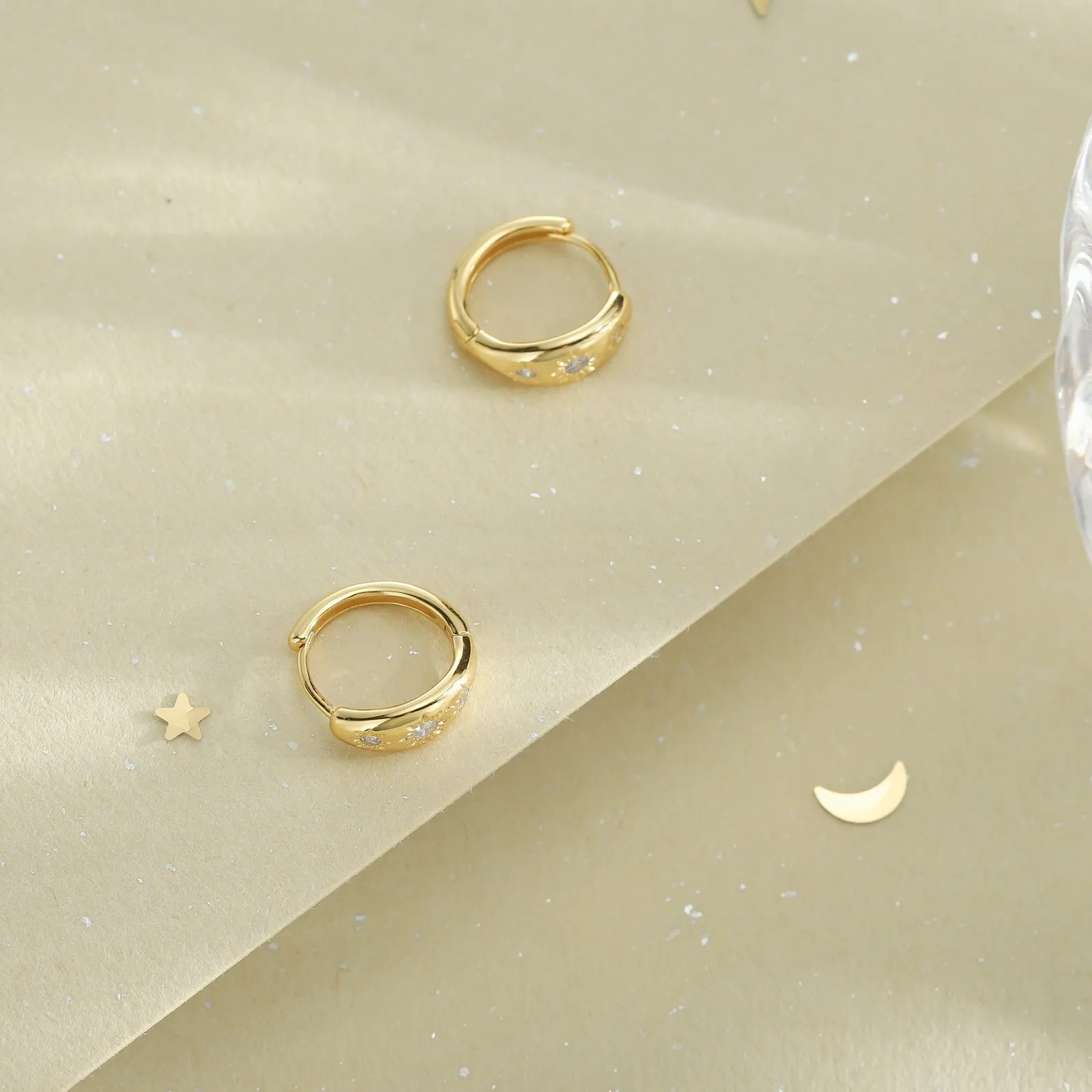 Eight-pointed Star Hoop Earrings sold by Selenichast product image thumbnail 4