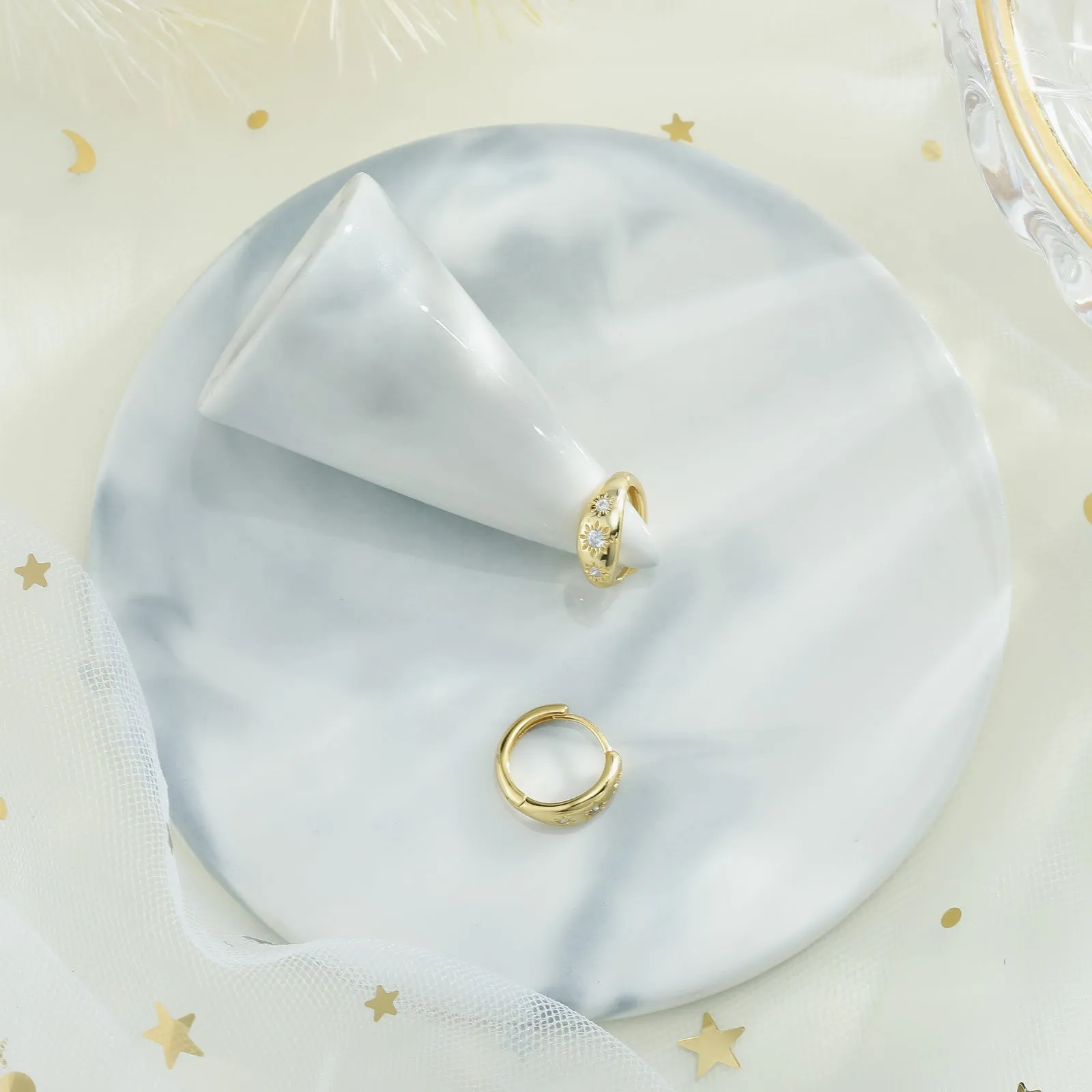 Eight-pointed Star Hoop Earrings sold by Selenichast product image thumbnail 3