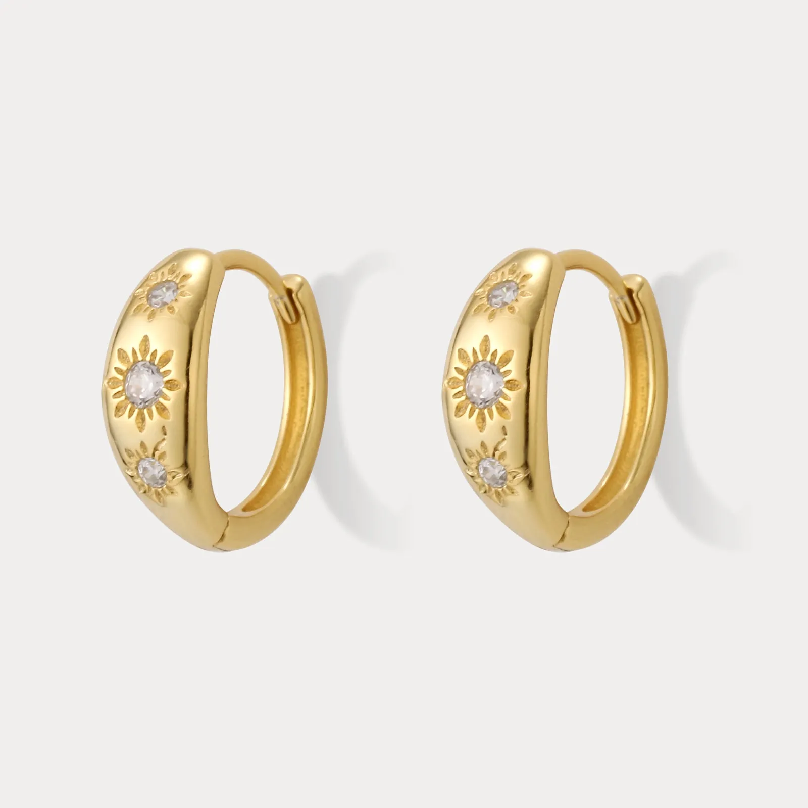 Eight-pointed Star Hoop Earrings sold by Selenichast