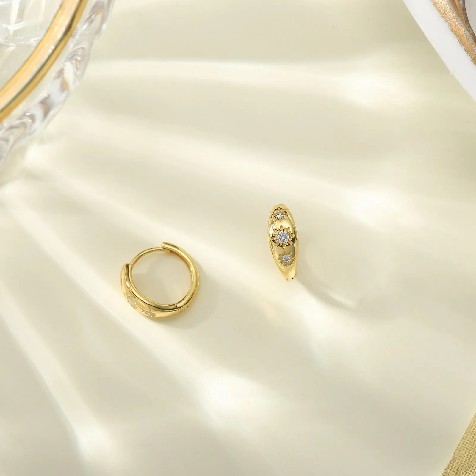 Eight-pointed Star Hoop Earrings sold by Selenichast product image thumbnail 2