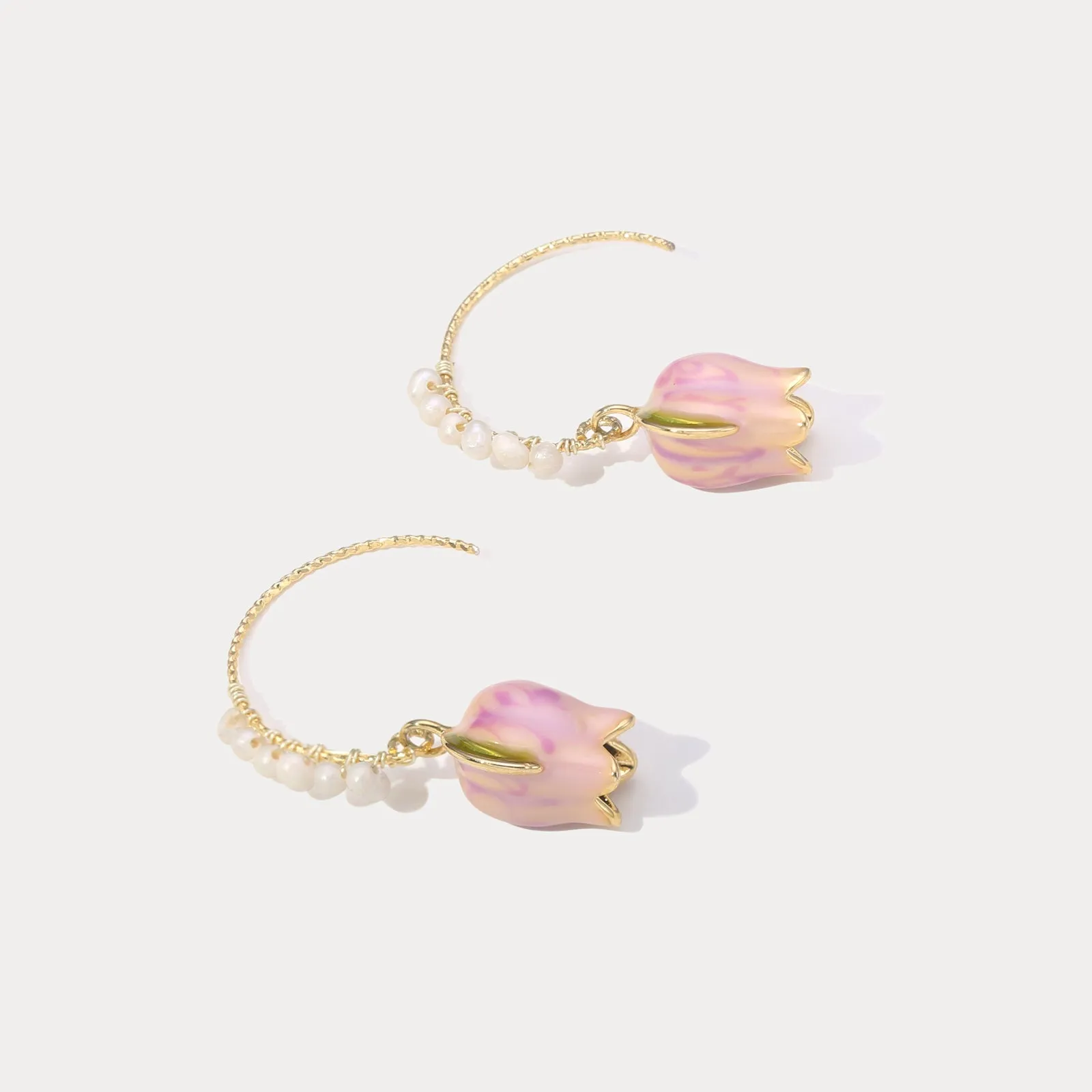 Pink Lily of the Valley Earrings sold by Selenichast product image thumbnail 5