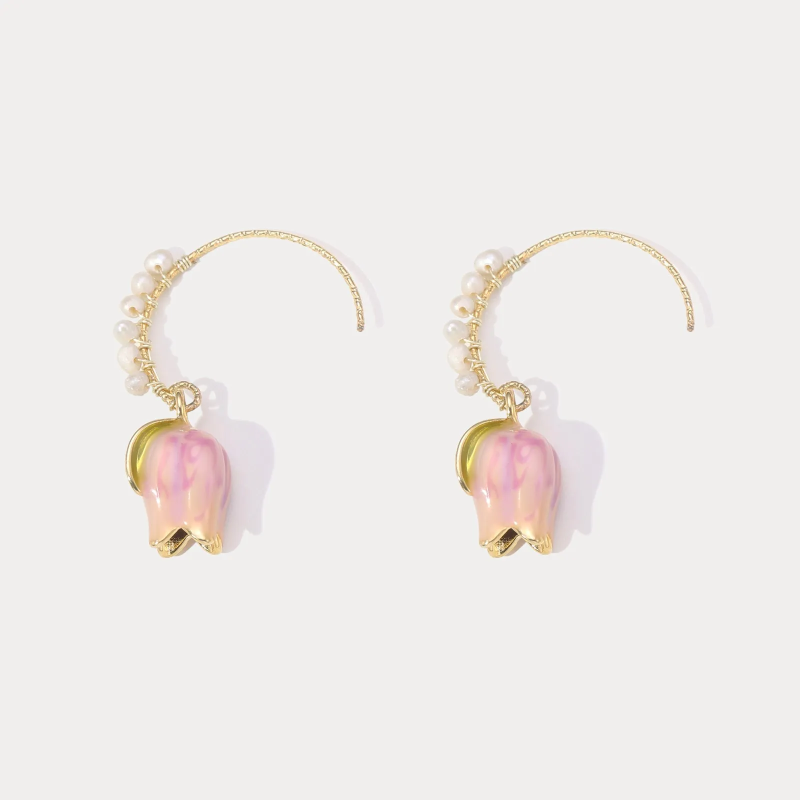 Pink Lily of the Valley Earrings sold by Selenichast product image thumbnail 4
