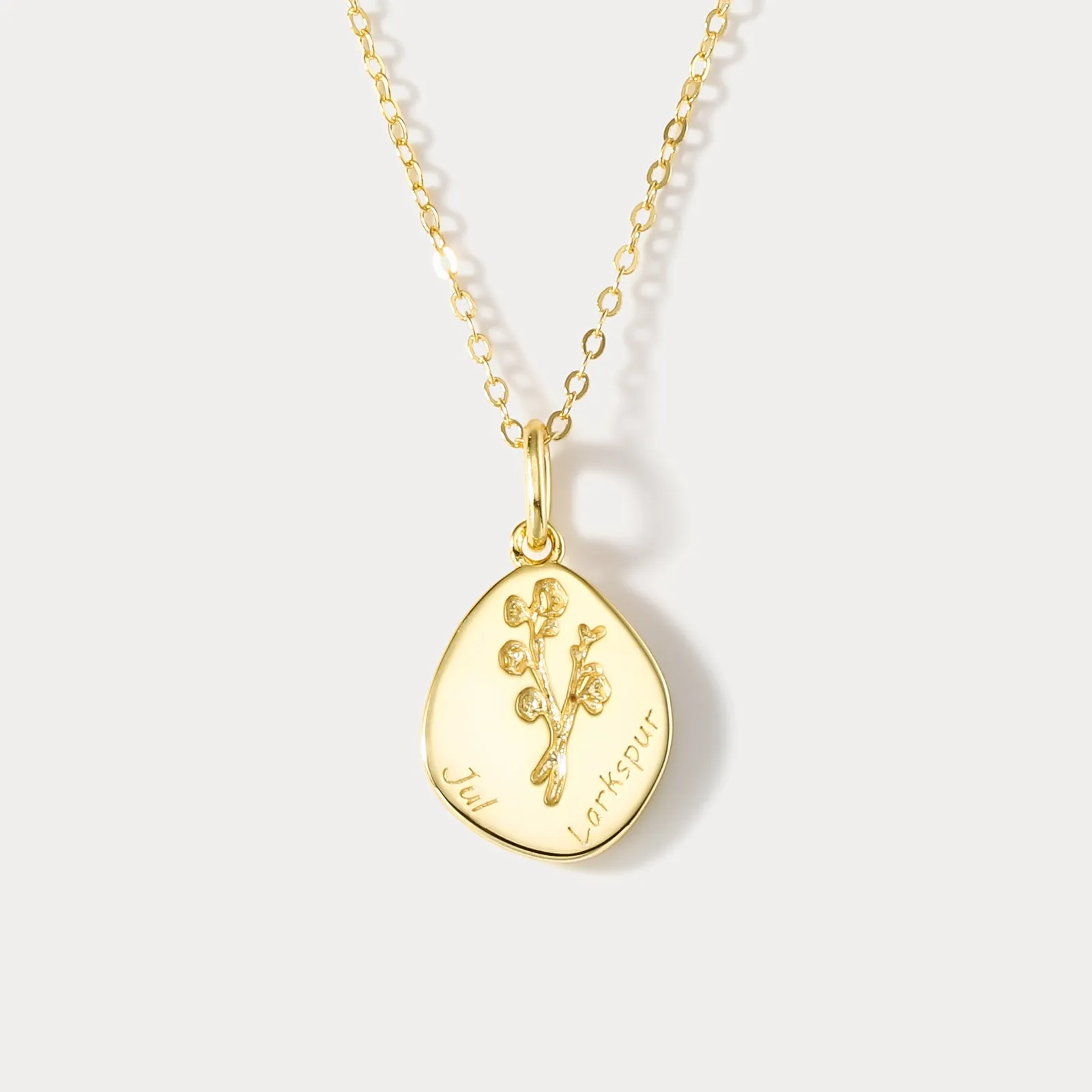 Silver Larkspur Birth Flower Necklace-July sold by Selenichast