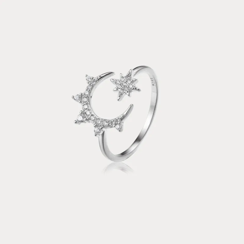 Eight-pointed Star & Moon Ring sold by Selenichast