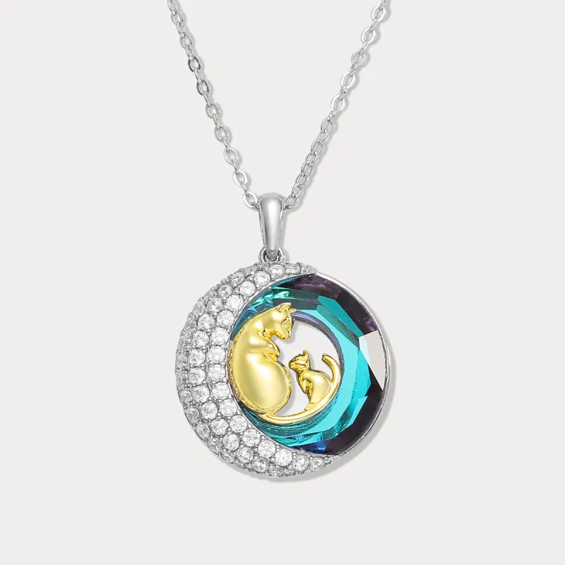 Cat Mom & Moonlit Kitten Necklace sold by Selenichast