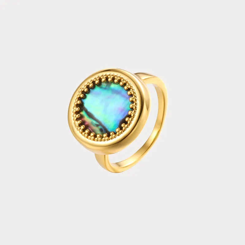 Abalone Shell Oil Painting Ring sold by Selenichast