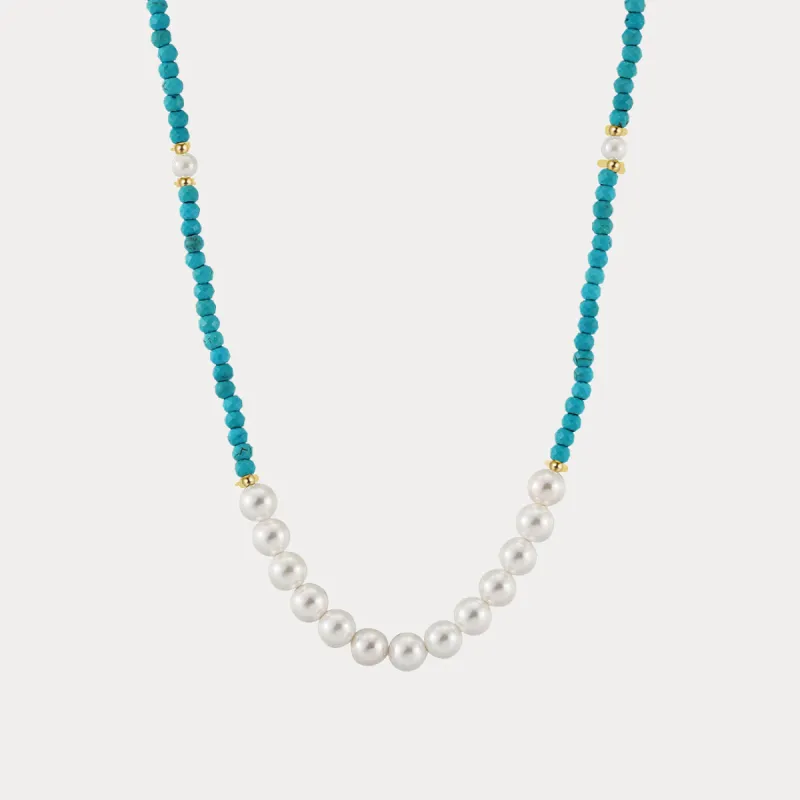 Turquoise Pearl Necklace sold by Selenichast