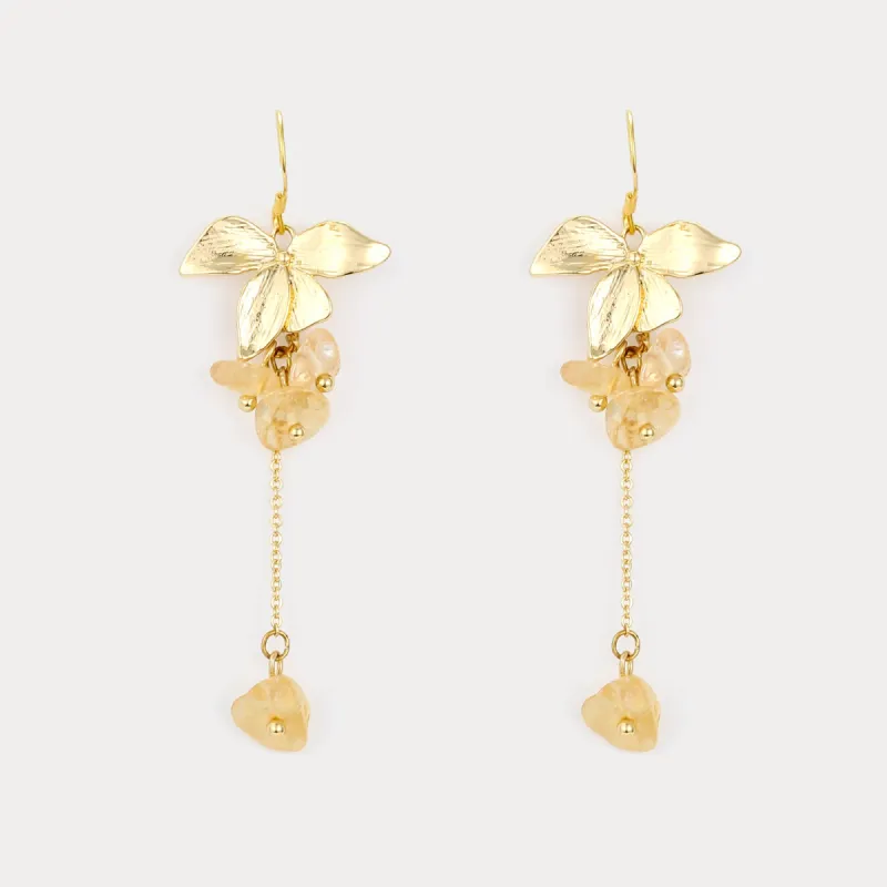 Crystal Gold Flower Beaded Earrings sold by Selenichast