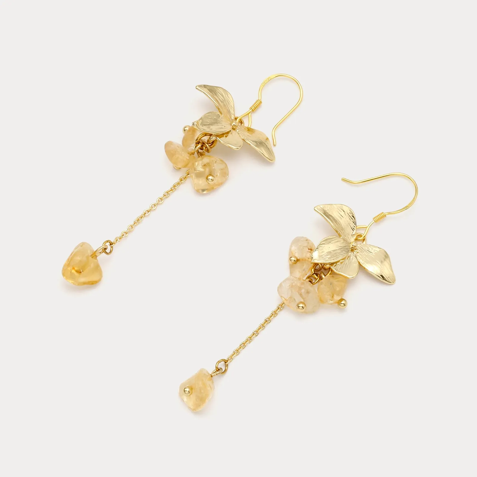 Crystal Gold Flower Beaded Earrings sold by Selenichast product image thumbnail 4