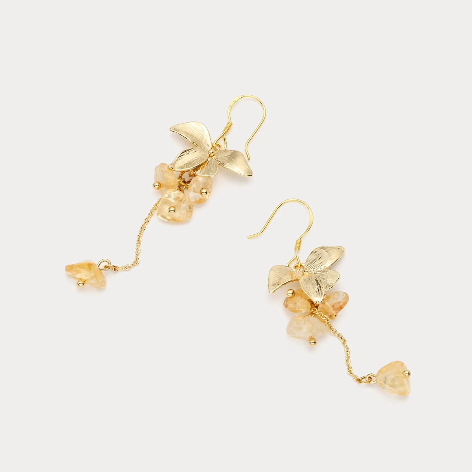 Crystal Gold Flower Beaded Earrings sold by Selenichast product image thumbnail 5