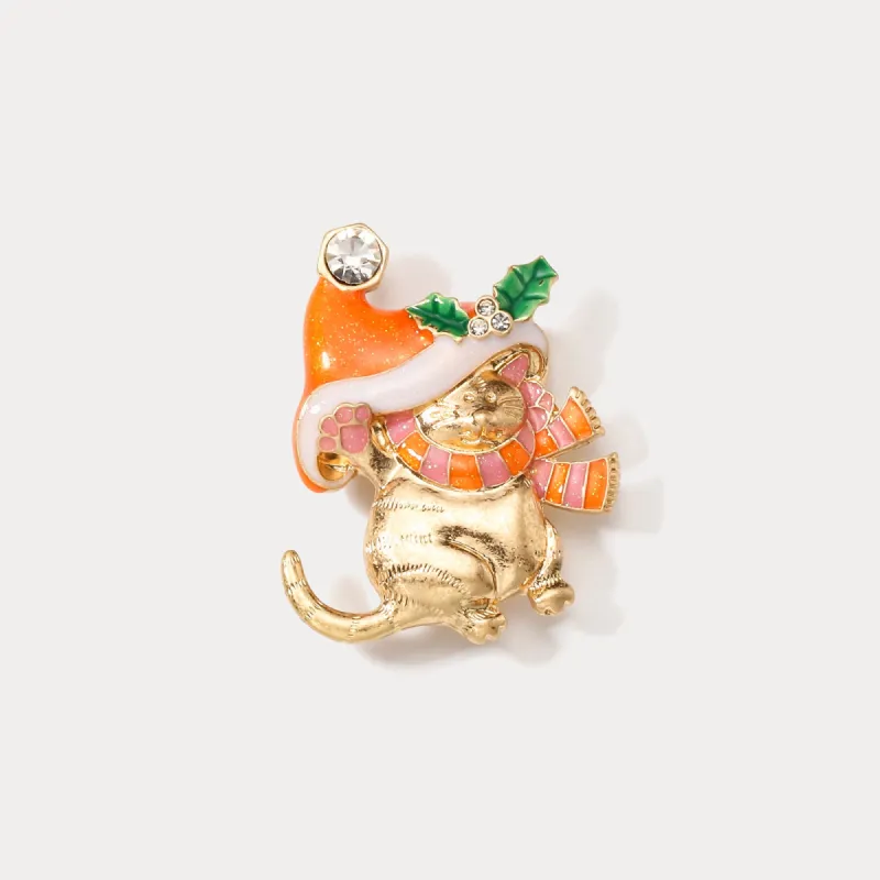 Christmas Hat Kitty  Brooch sold by Selenichast