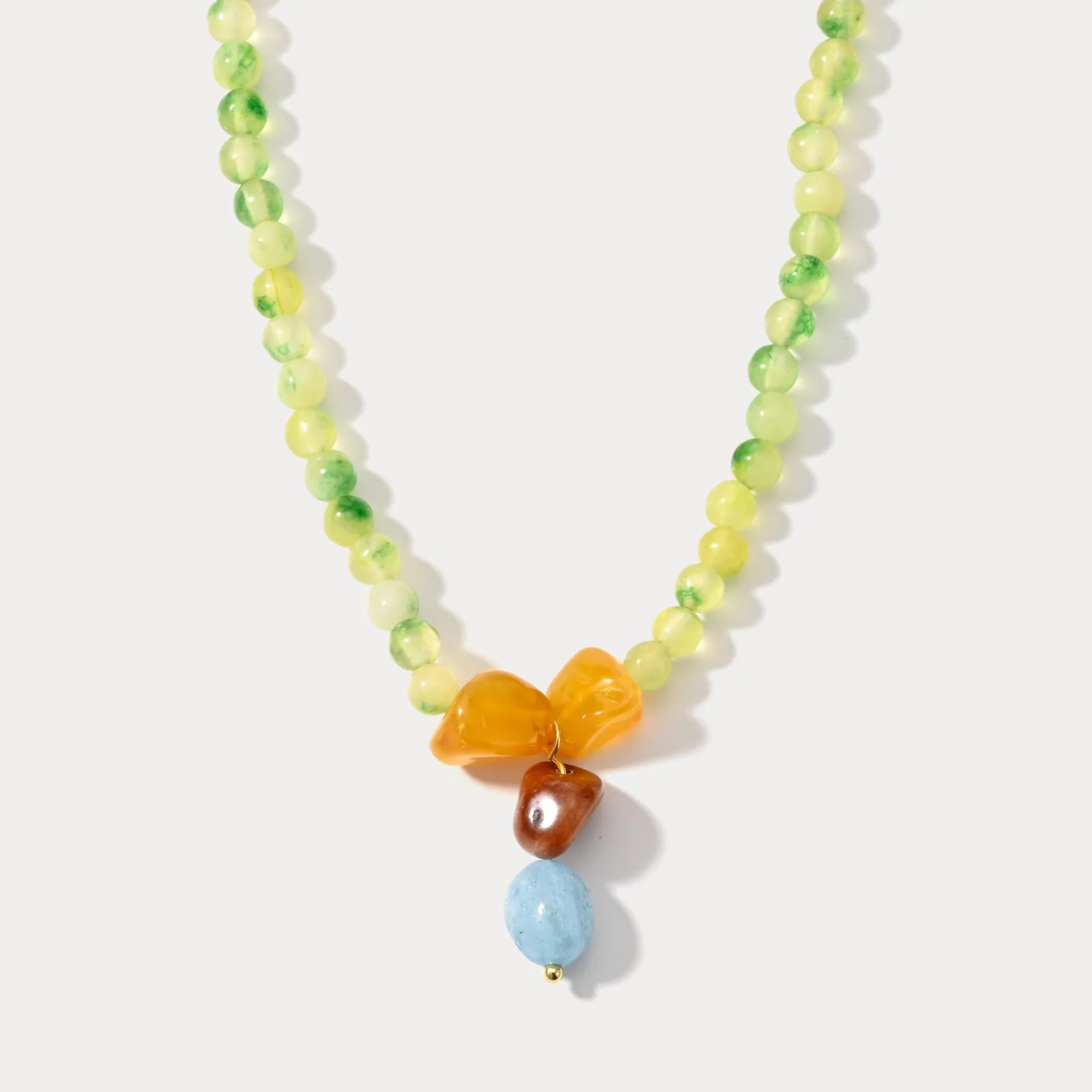 Natural Green Peridot Beaded Necklace sold by Selenichast