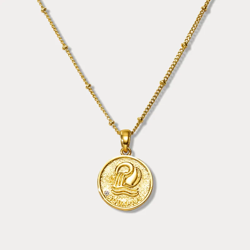 Aquarius Constellation Coin Pendant Necklace sold by Selenichast