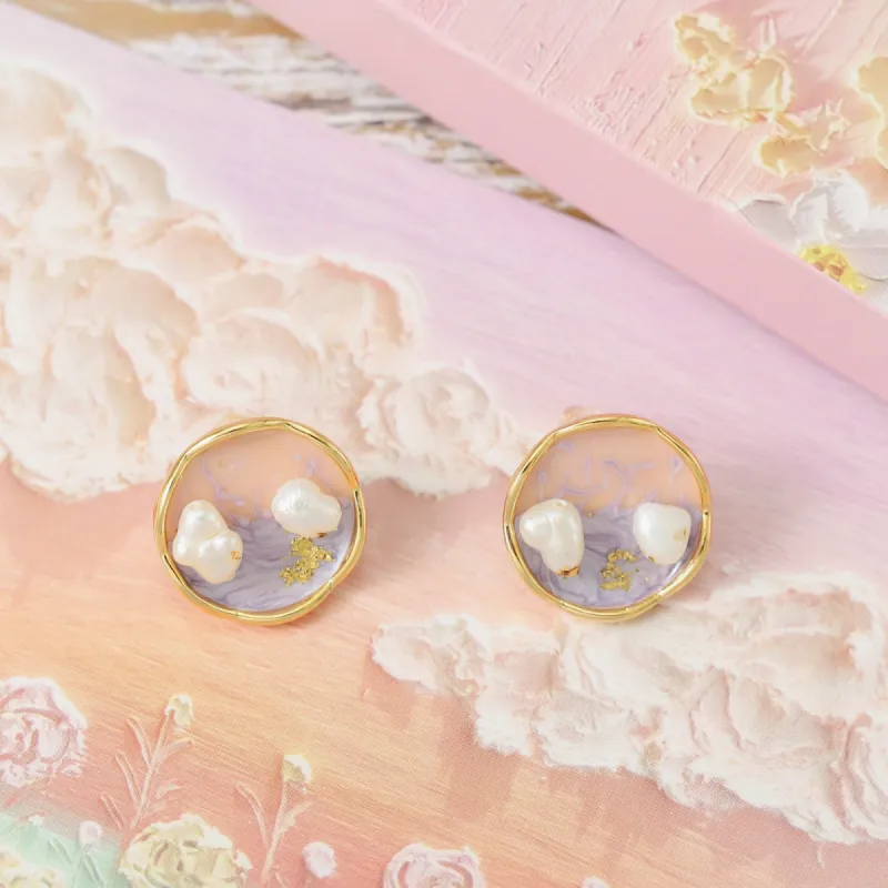 Sunset Ocean Oil Painting Earrings sold by Selenichast