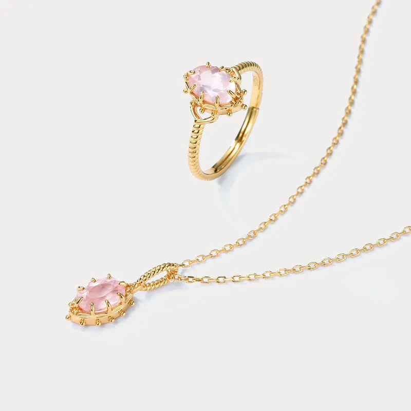 Gold Rose Quartz Ring sold by Selenichast product image thumbnail 3