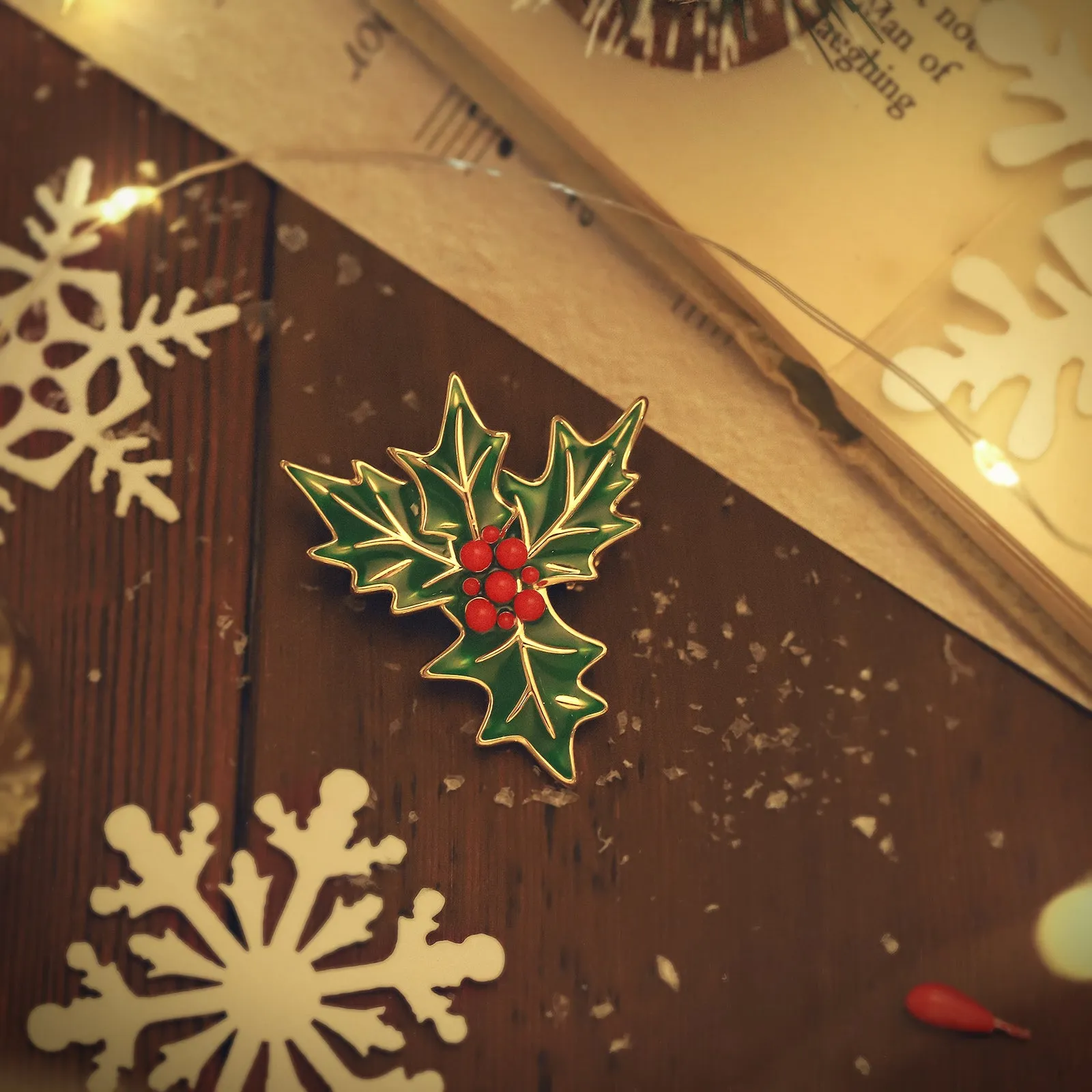 Merry Christmas Holly Brooch sold by Selenichast product image thumbnail 2