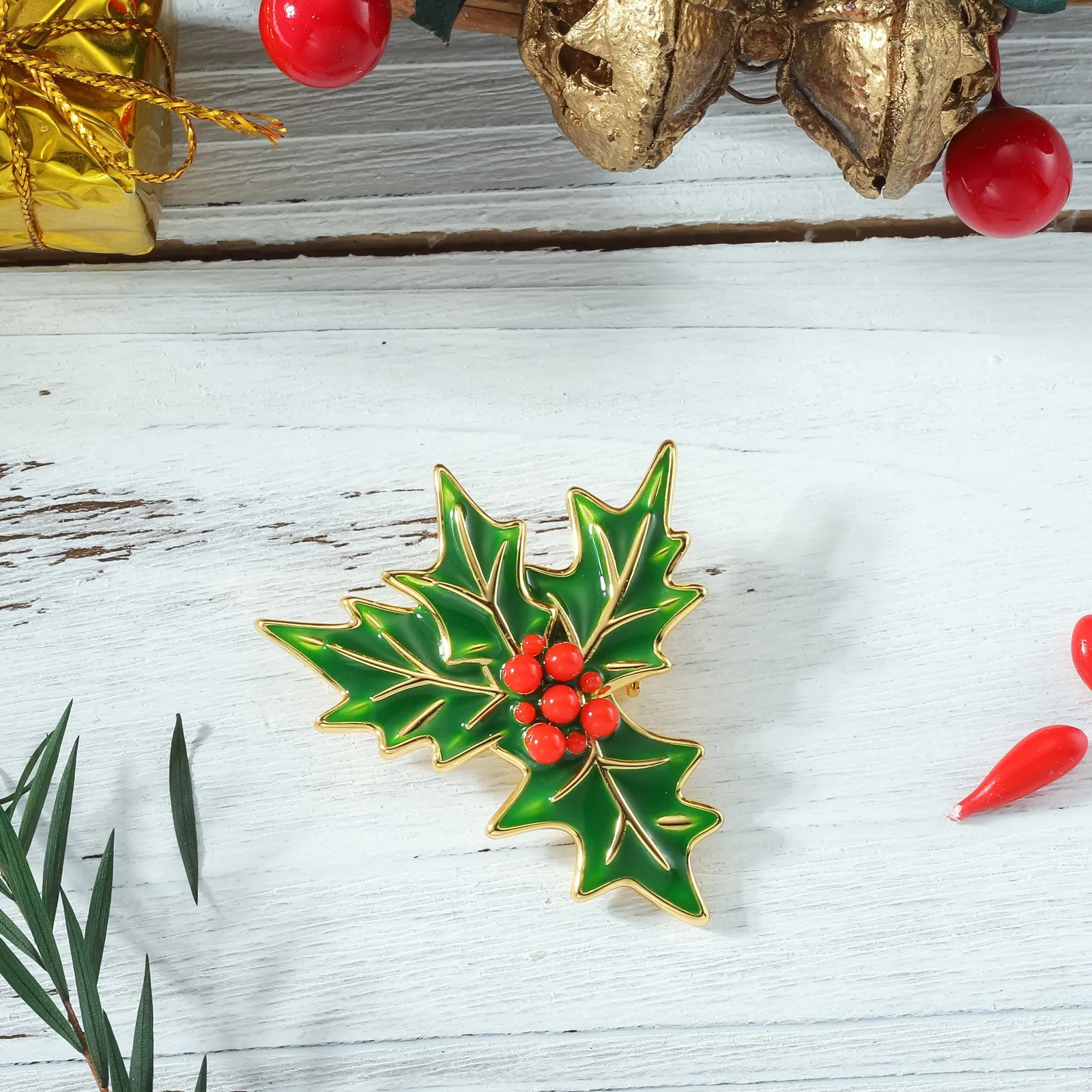 Merry Christmas Holly Brooch sold by Selenichast product image thumbnail 5