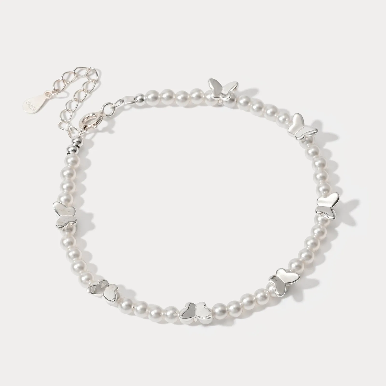 Silver Butterfly Pearl Bracelet sold by Selenichast product image thumbnail 4