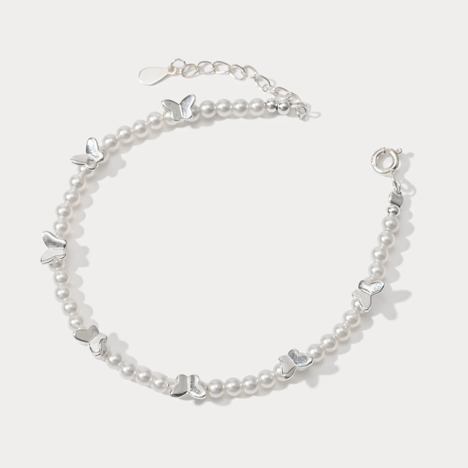 Silver Butterfly Pearl Bracelet sold by Selenichast product image thumbnail 5