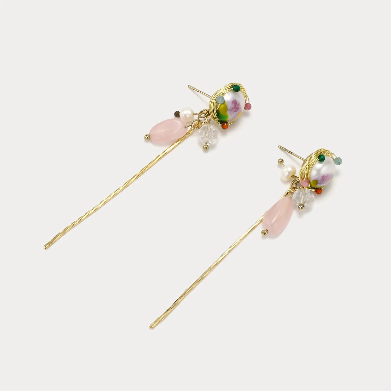 Long Tassel Pearl Crystal Dangle Earrings sold by Selenichast product image thumbnail 5