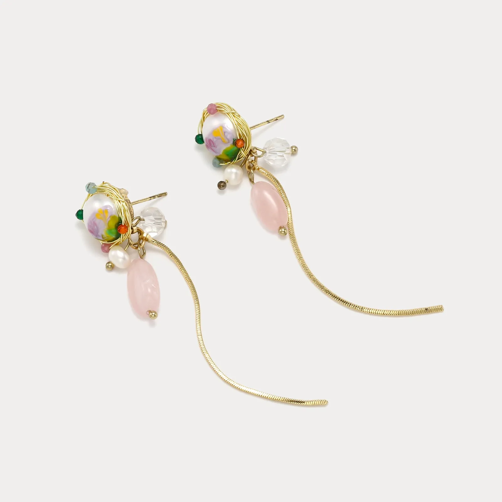 Long Tassel Pearl Crystal Dangle Earrings sold by Selenichast product image thumbnail 4