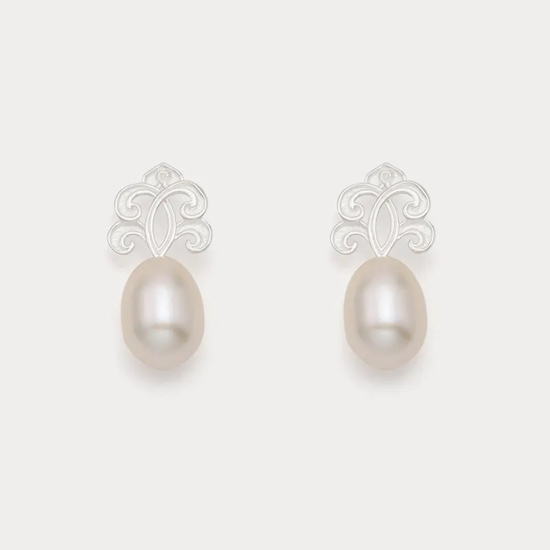 Silver Pearl Earrings sold by Selenichast