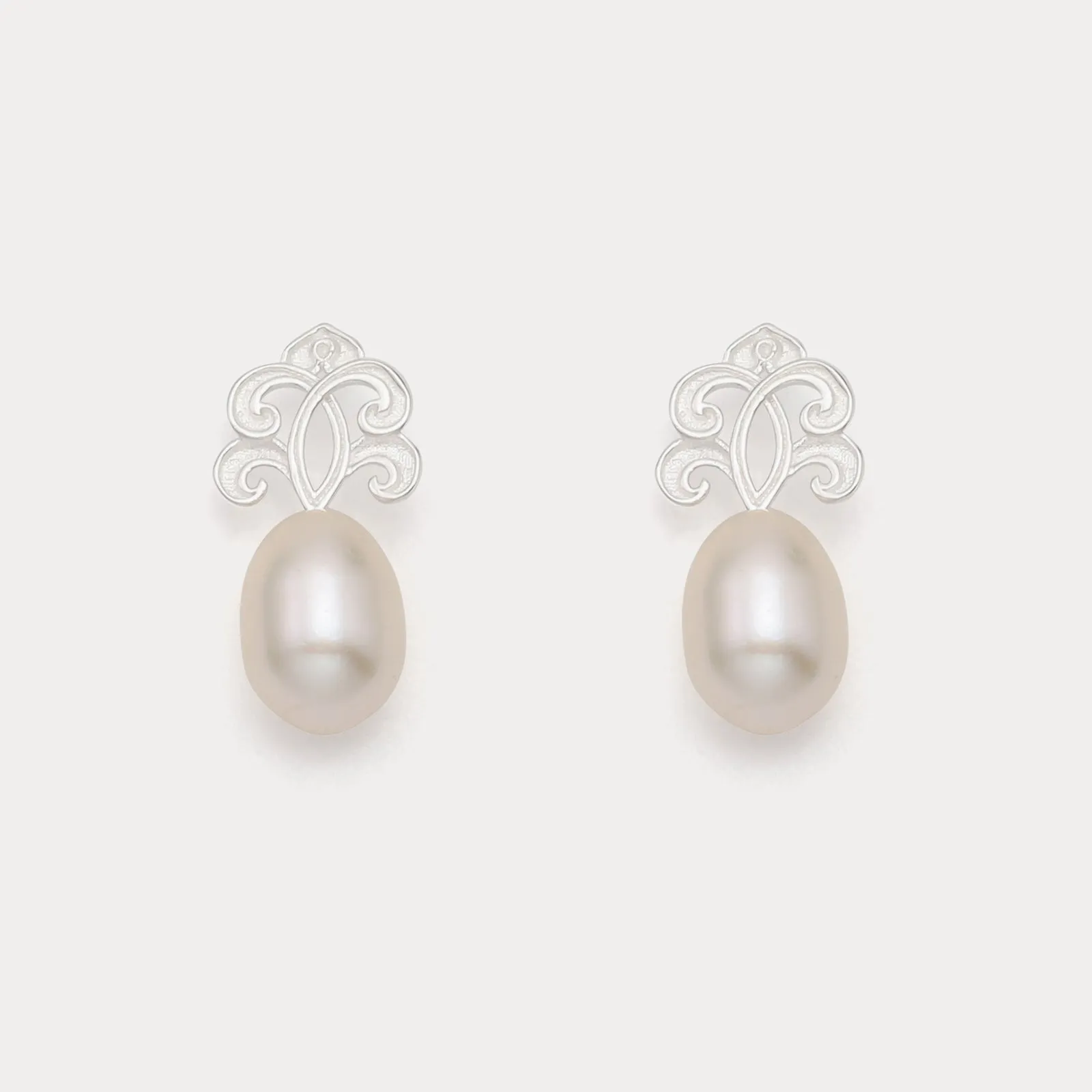 Silver Pearl Earrings sold by Selenichast