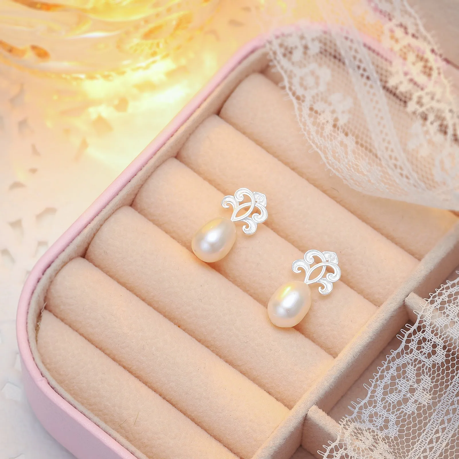 Silver Pearl Earrings sold by Selenichast product image thumbnail 3