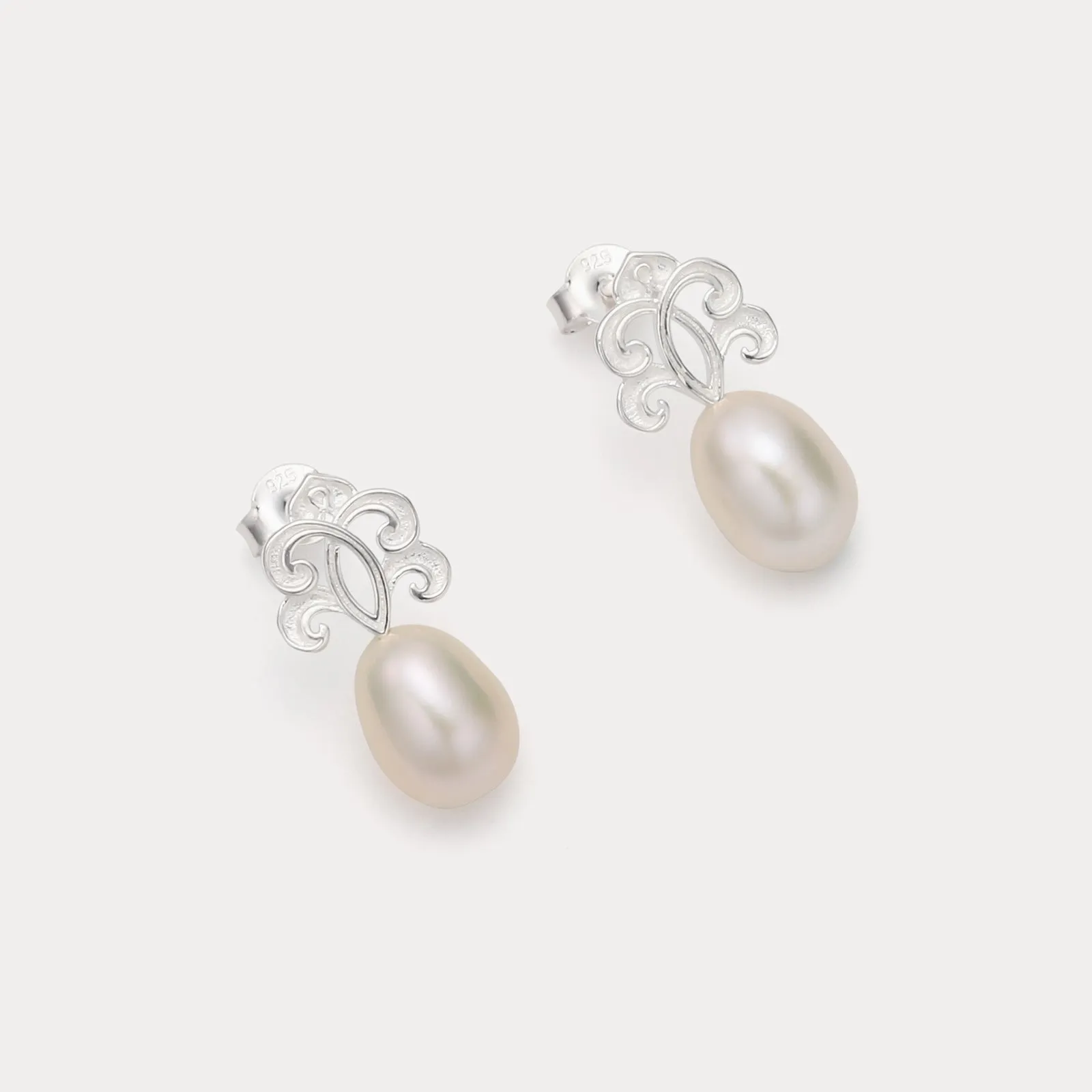 Silver Pearl Earrings sold by Selenichast product image thumbnail 4