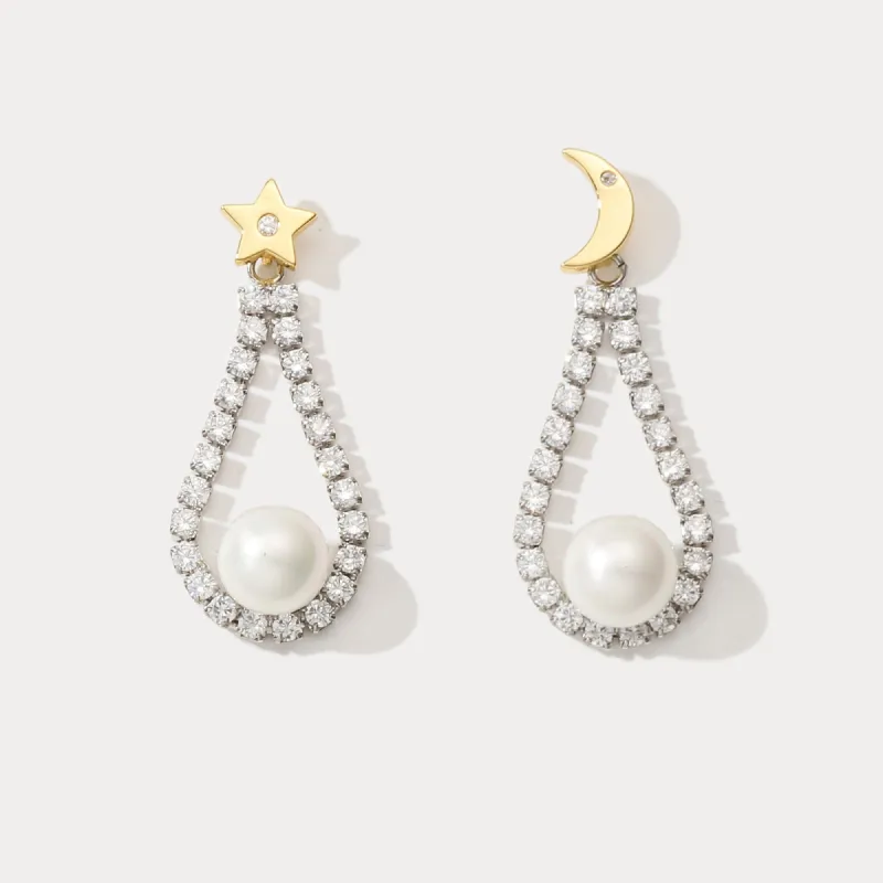 Moon Star Pearl Earrings sold by Selenichast
