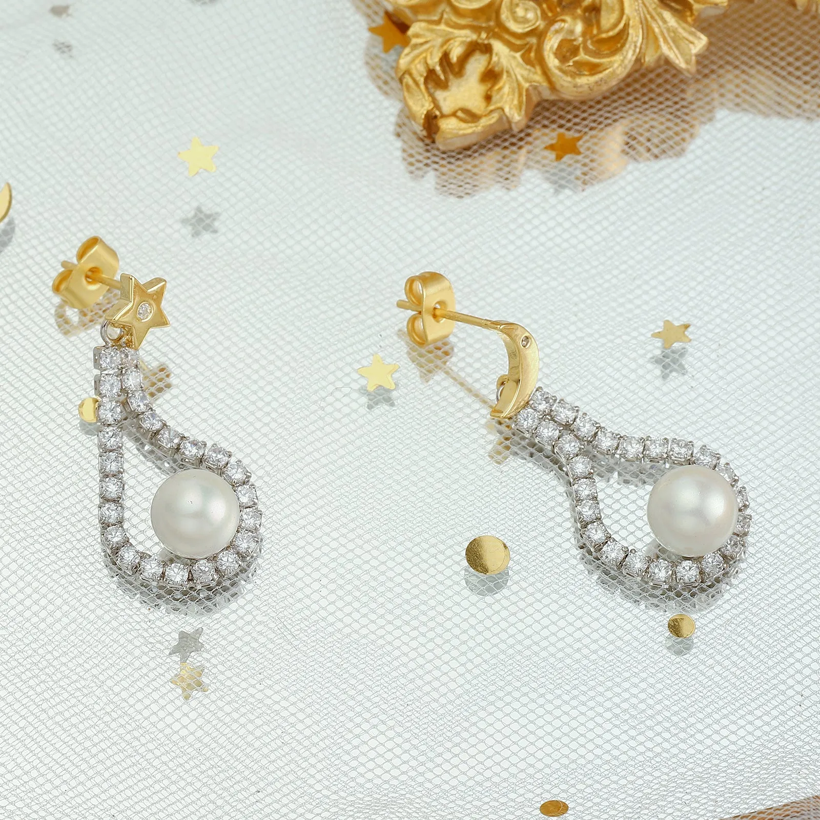 Moon Star Pearl Earrings sold by Selenichast product image thumbnail 2