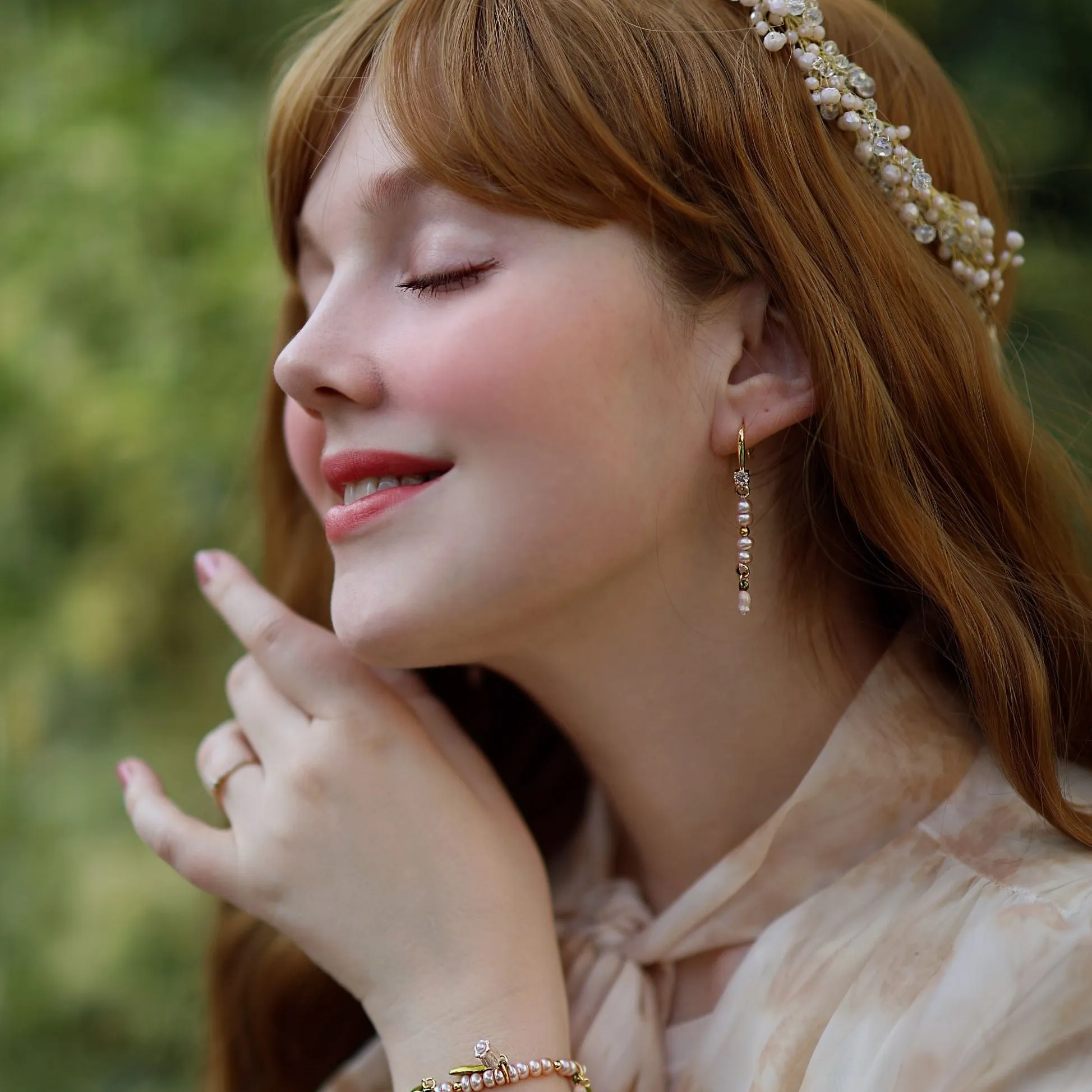 Lily Of The Valley Pearl Earrings sold by Selenichast product image thumbnail 3