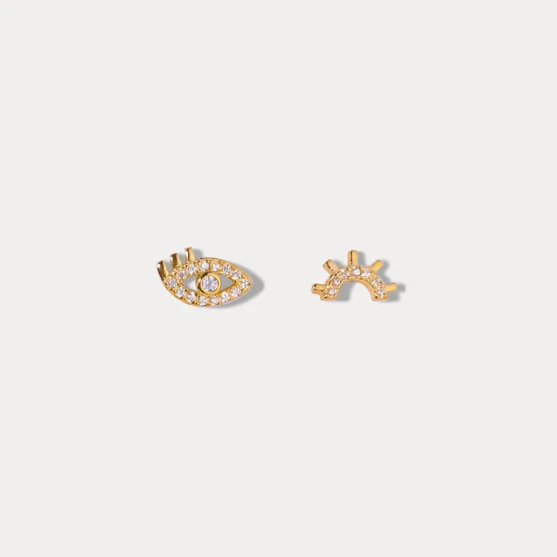 Diamond Evil Eyes Stud Earrings sold by Selenichast