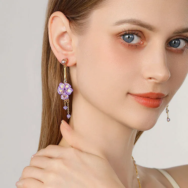 Iris Flower Crystal Drop Earrings sold by Selenichast product image thumbnail 2