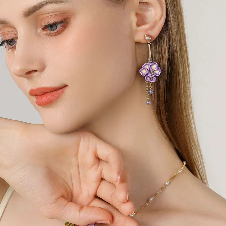 Iris Flower Crystal Drop Earrings sold by Selenichast product image thumbnail 4