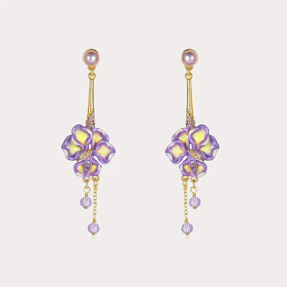 Iris Flower Crystal Drop Earrings sold by Selenichast