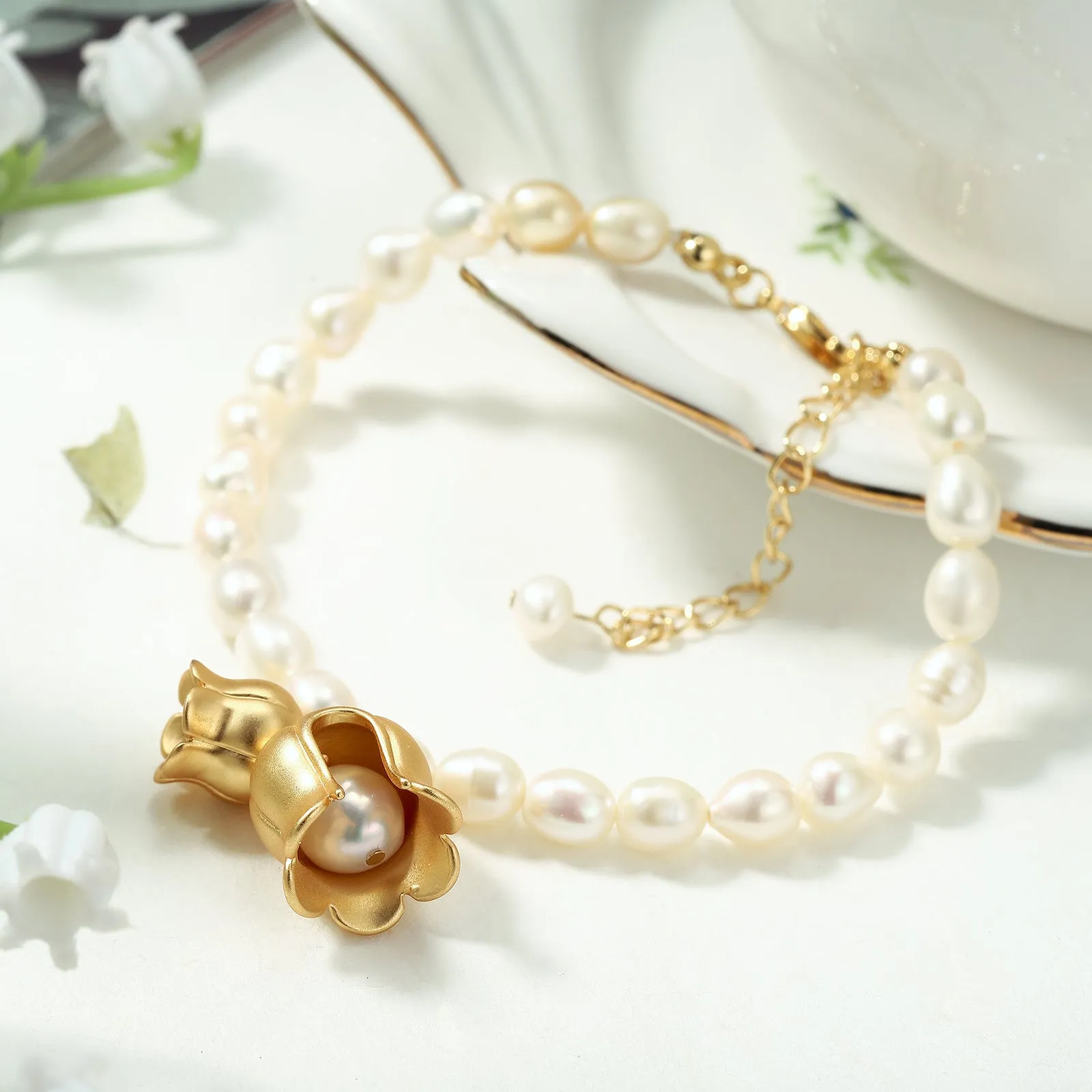 Lily Of The Valley Pearl Bracelet sold by Selenichast product image thumbnail 3