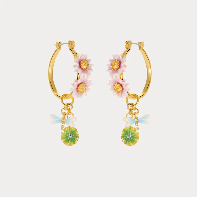 Lotus Dragonfly Hoop Earrings sold by Selenichast