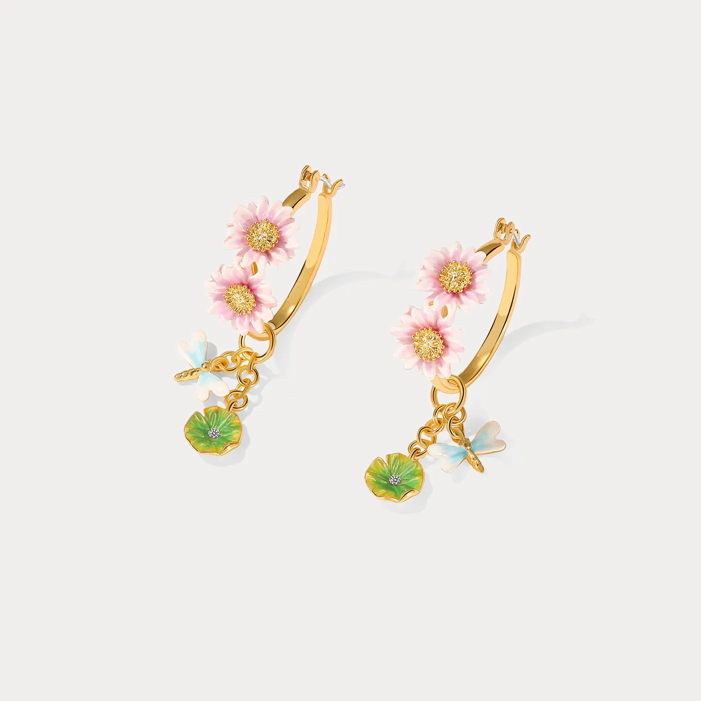 Lotus Dragonfly Hoop Earrings sold by Selenichast product image thumbnail 4