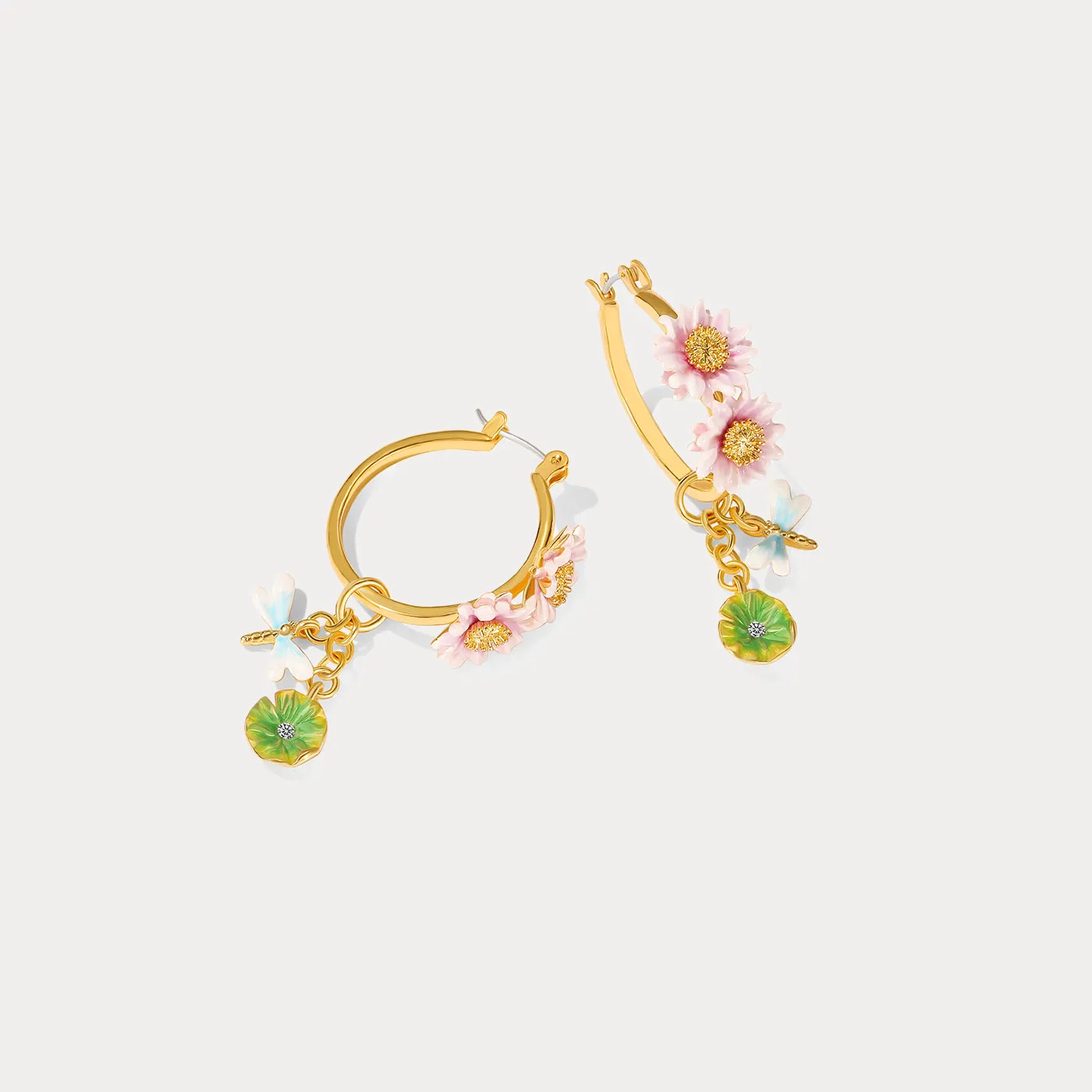 Lotus Dragonfly Hoop Earrings sold by Selenichast product image thumbnail 3