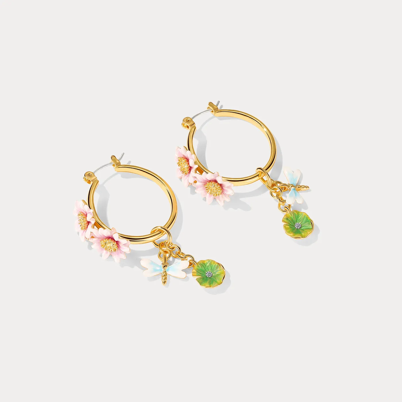 Lotus Dragonfly Hoop Earrings sold by Selenichast product image thumbnail 2